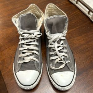 grey and white converse sneakers size 10.